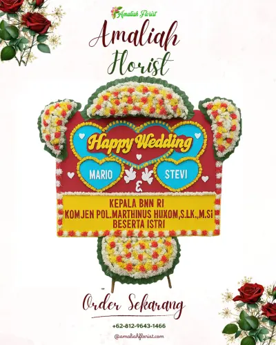 Karangan Papan Bunga Pernikahan di Gambesi